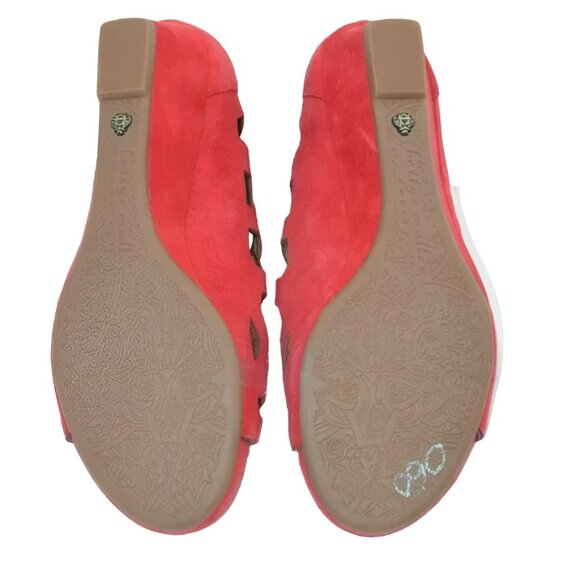 New Bettye Muller Caged Tomato Red Leather Open Toe Wedges Sandals Heels Pumps 7 - Picture 9 of 10